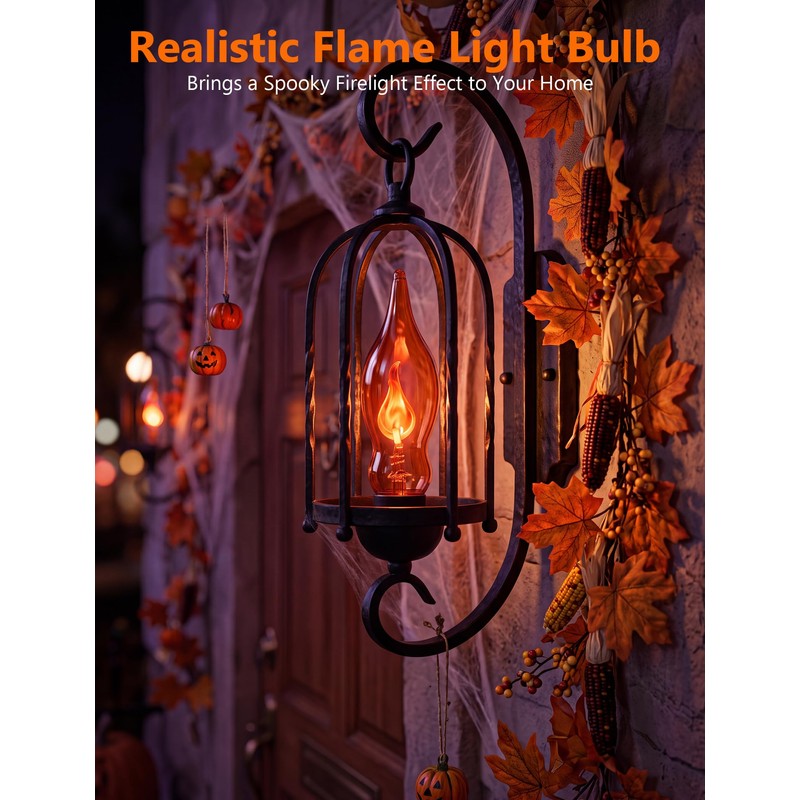 12PK Flickering Flame Light bulbs, Halloween Light Bulbs for Chandeliers