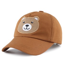 Baby Baseball Cap Toddler Boys Girls Sun Hat Kids Adjustable Cotton Caps Lightweight Trucker Hats (6-24M, Coffee Bear)