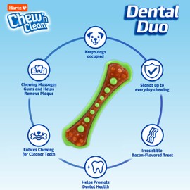 Hartz Chew 'n Clean Dental Duo Bacon Flavored Dental Dog Treat & Chew, Extra Large