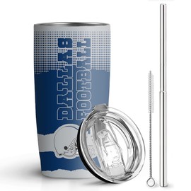 20oz Stainless Steel Insulated Tumbler with Lid and Straws, Football Fan Gift for Double Wall Vacuum Reusable Tumbler Cup Keeps Drinks Cold & Hot