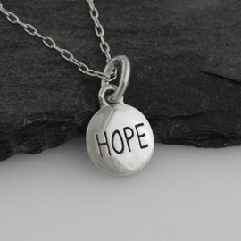 FashionJunkie4Life Sterling Silver Tiny Round Hope Charm Necklace, 18" Chain
