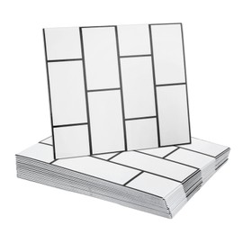 sourcing map 15pcs Peel and Stick Marble Tiles, Waterproof Wall Panel Backsplash, 12"x12" PVC Peel and Stick Shower Tiles for Bathroom, Kitchen, Living, White Brick Design