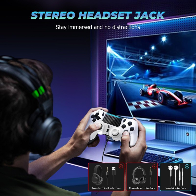 Effdrdfs Wireless Controller, Upgraded Controller Wireless for PS-4/Slim/PC, Bluetooth Gamepad