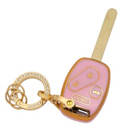 TPU Protector Key Fob Cover Keychain fit for Honda 2003-2012 Accord / 2006-2013 Civic EX / 2009-2015 Pilot /2005-2006 CR-V Key Fob (Pink)