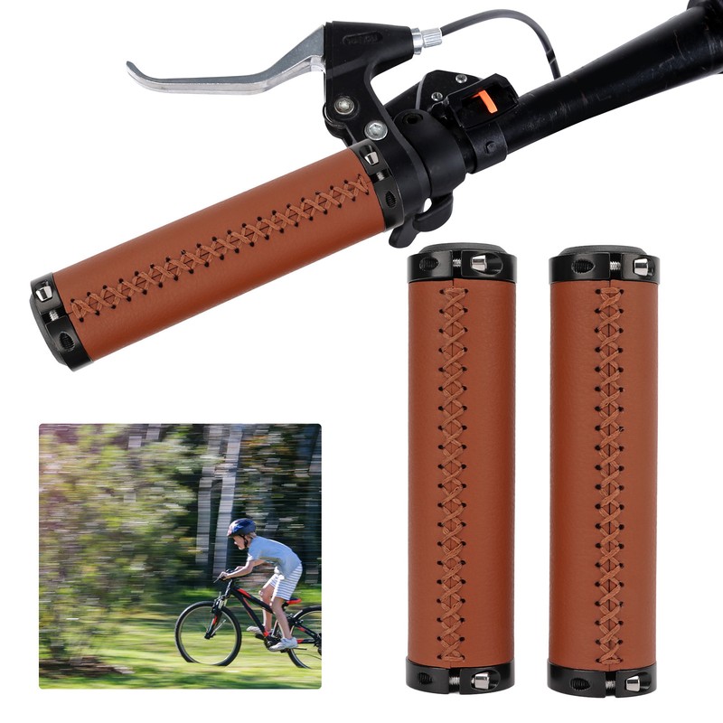 Bike Grips Shockproof Prevent Slip Soft Fiber Leather Handlebar Grips