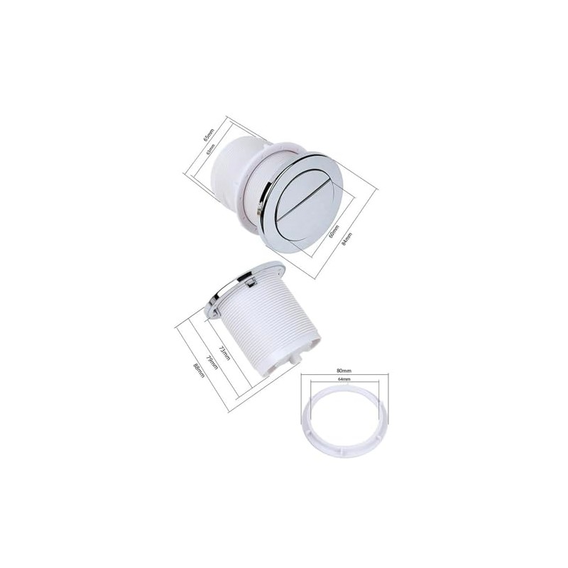 Housler® Chrome Pneumatic Toilet Cistern Tank Dual Push Button