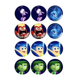 Handmade set of 12 inside out, edible paper, cupcake cookie toppers CHOOSE SIZE - 2.5"