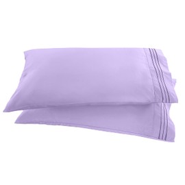 Elegant Comfort 1500 Thread Count Embroidered Egyptian Quality Luxurious Silky Soft Wrinkle & Fade Resistant 2-Piece Pillowcase, King, Lilac