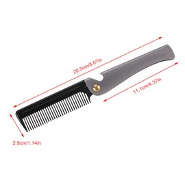 Pocket Folding Beard Comb, Stainless Steel Moustache Comb, with Smooth Round Teeth, for Men Grooming, Beard Maintenance Tool (Black + stainless steel plating)