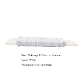 HAHIYO 26Gauge White Metal Floral Wire - 3Roll, 115Yards(345Feet) - Flexible Paddle Wire Florist Wire Garden Wire for Crafts Christmas Wreaths Tree Flower Arrangement Bouquet Wrapping Wedding DIY