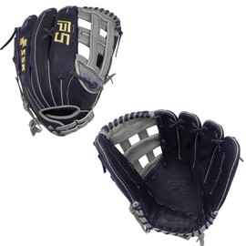 SSK FP5 Fastpitch Softball Glove – Infield - Outfield - Pitcher – 11.5”-11.75”-12”-12.25”-12.5”-12.75”-13”– Right & Left Hand Throw (Navy/Grey - H Web, 12.75" - Right Hand Throw)