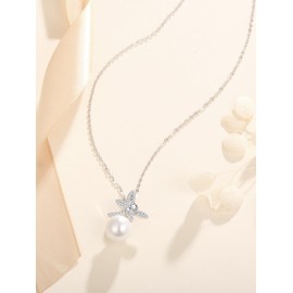 Pearl Necklace for Women 925 Sterling Silver Dragonfly Necklace Dainty Freshwater Pearl Jewelry Gifts