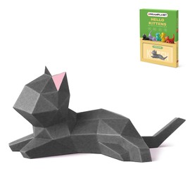 ORIGAMIPLANET 3D Origami Craft Kit - Lounge Kitten, Cat Paper Sculpture, Home Decor Art Piece Paper Ornament, 3D Paper Art, Handmade Interior Goods, Pre-Cut DIY Craft Set for Beginners, Adults and