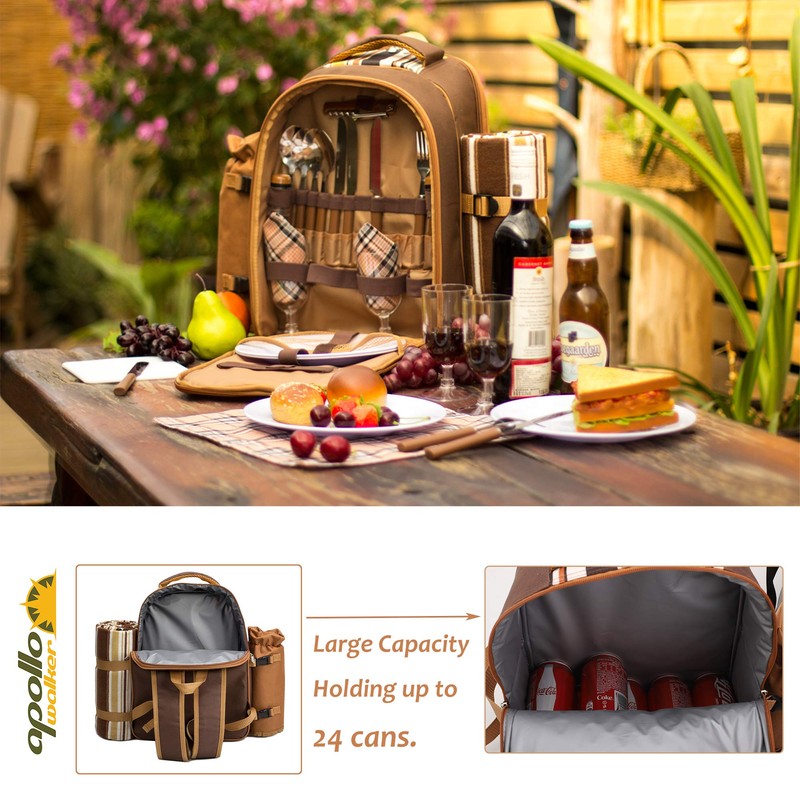 Apollo Walker Picnic Backpack Bag for 4 Person with Cooler