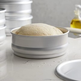 TrueCraftware- 96 oz. Round 9" Aluminum Dough Pan with Cover- Stackable Proofing Dough Pan Oven Safe Pizza Dough Proofing Pan Baking Gifts for Bakers Home Kitchen Restaurants