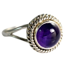 Navya Craft Silberring mit Amethyst-Stein, 925er Sterlingsilber, handgefertigter Statement-Versprechensring für Frauen, natürlicher Edelstein-Boho-Schmuck, Geburtsstein für Februar, Geschenk für Sie