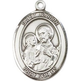 bliss Sterling Silver St Saint Joseph Medal Pendant Necklace 24'' Chain w/ Gift Box