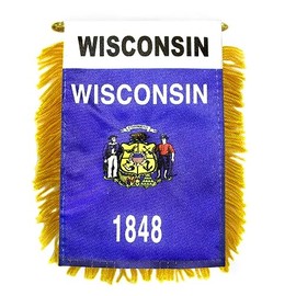 Wholesale lot 12 State Wisconsin Mini Flag 4"x6" Window Banner w/suction cup