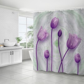 FAIRYGATE Shower Curtain Polyester Fabric Waterproof Bathroom Curtains Pattern Shower Curtains Mould Proof Resistant Bath Curtains B9906
