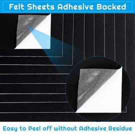 shynek Adhesive Felt Sheet, 12 Pieces Black Felt Fabric Adhesive Sticky Back Felt Sheets for Art and Craft Making
