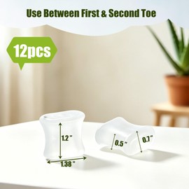 12Pcs Gel Toe Separators, Bunion Corrector for Straightening Overlapping Toes, Toe Spacers for Women & Men (Transparent)