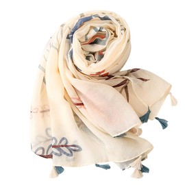 FAIRYGATE Cotton Scarf for Women Large Long Lightweight Fringed Headscarf Linen Sheer Shawl Wrap 63009