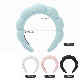 Taicols Spa Headband for Women, Girls Prevent Liquid from Spilling,Makeup Headband, Sponge & Towel Headband, Used for Facial Mask, Makeup Removal, Shower, Made of Soft & Absorbent Material, Equipped with A Pair of Spa Wrist Washband. (Blue)