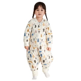 Duomiaomiao Baby Winter Sleeping Bag with Legs 3.5 TOG, Warm Wearable Blanket Baby with Removable Sleeves, Toddler Sleeping Bag for Boys and Girls 1-2 years