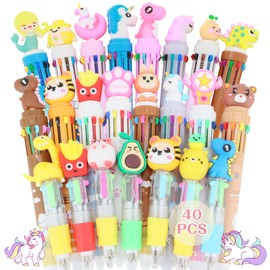 Scettar 40 Pcs Multicolor Pen in One 10-in-1 & 4-in-1, Fun Pens for Kids, Cute Cartoon Ballpoint Pens, Perfect for Kids School Supplies, Birthdays Gifts, Students Prizes, Party Favors