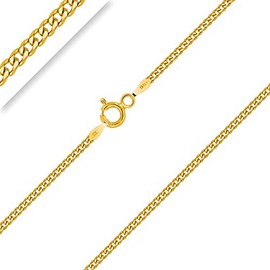 PLANETYS - Flat Curb Chain Diamond-Coated 925 Sterling Silver 18 Carat Gold-Plated Chain Necklace - 1.5 mm Wide Various Lengths: 40-45-50-55-60-65-70 cm, Sterling Silver, Diamond