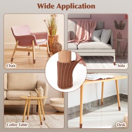 24 Pcs Chair Socks Thickening Knitted, Non Slip Chair Leg Socks, Noise Reduction Chair Socks Floor Protectors, Wear Resistant Chair Leg Floor Protectors (Dark Brown)