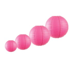 Pack of 4 Decorative Chinese Round Paper Lanterns (4", 6", 8", 10") Several Sizes and Colors lampshades… (Hot Pink)