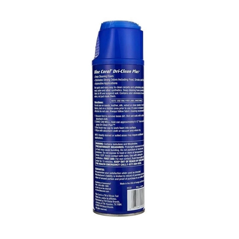 Blue Coral DC22 Upholstery Cleaner Dri-Clean Plus with Odor Eliminator,