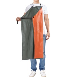 Molaxhome Waterproof Vinyl Apron Chef Apron for Men for Kitchen Cooking DishWashing Cleaning Butcher Gardening Chemical Lab greenred-110x80