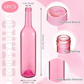 Zhehao 6 Pcs Decorative 750ml Empty Wine Bottles Summer Colored Glass Bottles for Bottle Tree for Garden Outside Home Room Spring Summer Party Outdoor Indoor Decor (Cute Color)