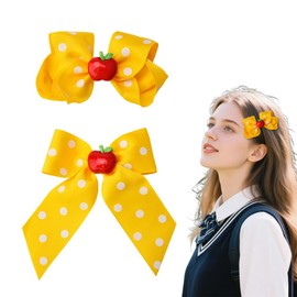 Back to School Polka Dot Hair Bow Clips for Teen Girls Daughter Granddaughter Sister First Day of School Fruit Bow Hair Barrettes for Women Cute Bow Hair Clip for Teacher Back to School Gifts 2PCS