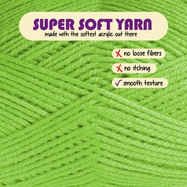 Acrylic Yarn for Crocheting & Knitting - Crochet Yarn for Crocheting, Knitting Yarn, Soft Yarn for Crocheting, 3 Pack of 370 Yards Yarn for Knitting & Amigurumi, Medium Worsted Weight Yarn 4, Green