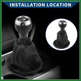 Motoforti 6 Speed Gear Shift Knob with Dust Cover for Mini Cooper R56 2006-2012 / Front Stick Shifter Lever Knob/Durable Plastic / 1 Pcs Black Long-lasting
