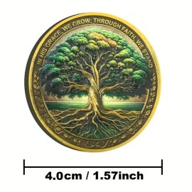 Tree Of Faith Christian Challenge Coin Colossians 2:6-7 Bible Verses Gift 3PCS