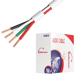 Cables Direct Online 500 feet Speaker Wire 18 Gauge CL2 Rated Indoor Low Voltage Copper Clad Aluminum (CCA) 4 Conductors Cable with Easy Pull Box – Perfect for in-Wall Installation – 18/4