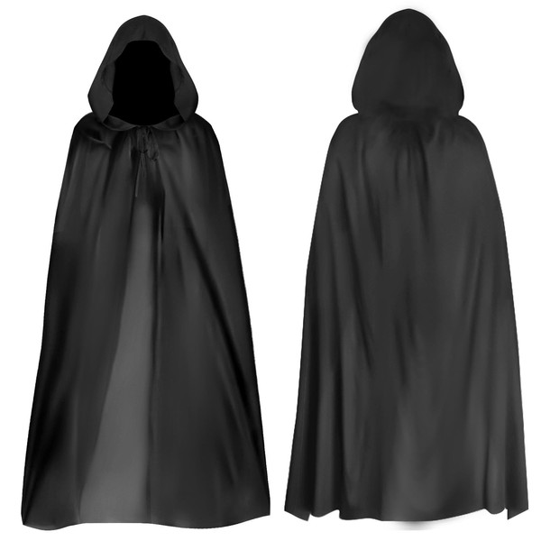 AWAVM Halloween Black Hooded Cloak Reaper's Cloak Black Devil's Cloak Cosplay Prom Party Halloween Masquerade Adult Children's Fancy Costume
