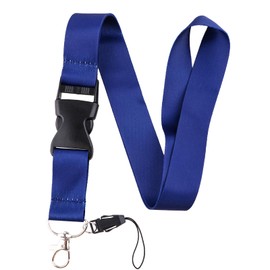 MOODKEY 1PC Wide Neck Lanyard Detachable Solid Color Lanyard Badge Neck Straps (dark blue)