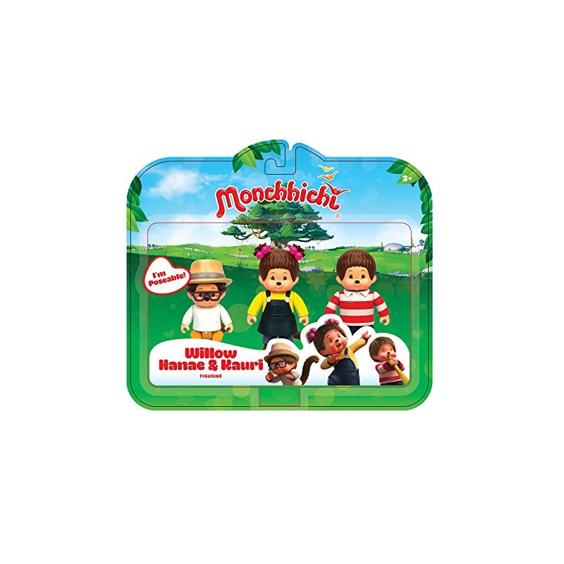 Rocco Giocattoli 81504 Monchhichi Willow, Kauri & Hanae, Multi-Colour