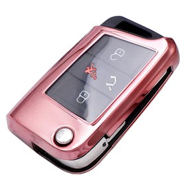 Horande 4 Button TPU Protector Key Fob Cover Case fit for Volkswagen VW Tiguan Jetta GTI Atlas Golf Polo Keyless Entry Key Fob (Pink)