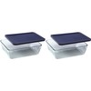 Pyrex 7212 11-Cup Glass Dishes with Dark Blue Lids (2-Pack)