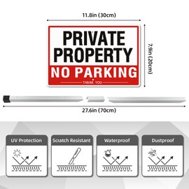 SINMAO No Parking Sign with Stake Aluminum 30x20cm (A4), Private Property Signs Outdoor Metal with Drilled Holes