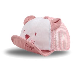 XIAOHAWANG Summer Infant Baseball Cap Bear Ears Toddler Girl Sun Hats Spring Cute Baby Hat for Boys 6-24 Months (Pink)