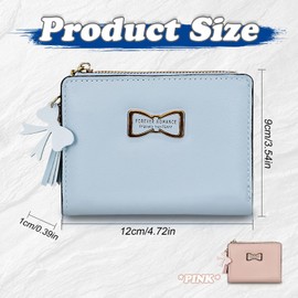 Energather Women's Wallets, PU Leather Credit Card Holder Small Wallet for Women and Girls, Bifold Wallet with Zipper Cute Wallet for Travelling, Walking, Dating, Shopping (Blue)