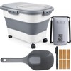 Collapsible Wood Pellet Storage Containers 25 Lbs with Rolling Casters