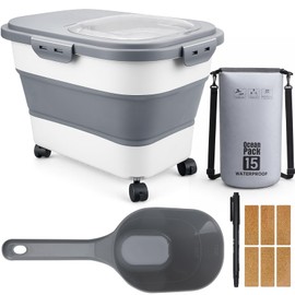 Collapsible Wood Pellet Storage Containers 25 Lbs with Rolling Casters